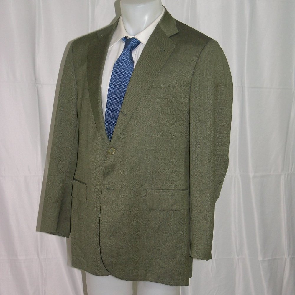 Luciano Barbera Collezioni x Caraceni Green Gabardine Three Roll Two Blazer 44 - Picture 5 of 10